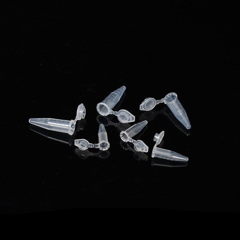 100pcs Mini Plastic Test Tubes with Cap Transparent Plastic 1.5ml Micro Tips Centrifuge Tubes Container for Sample Vials Bottle