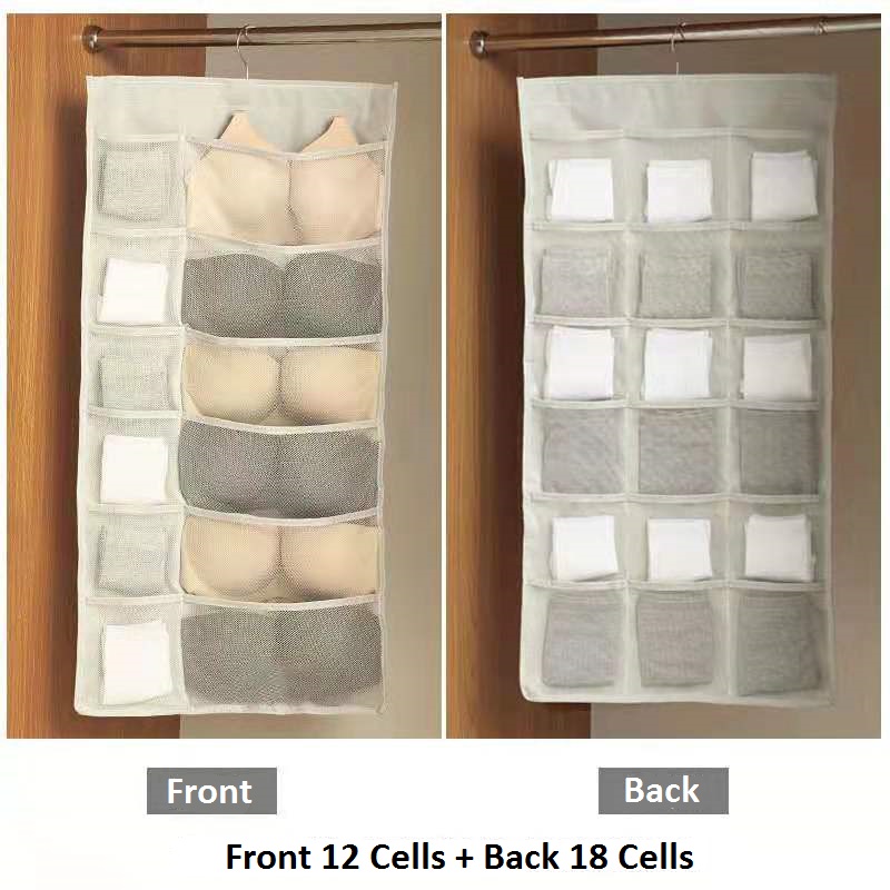 Foldable Fabric Closet Underwear Organizer Storage Box Drawer Divider Room Organization for Underware Bra Ties Belts Socks: Beige Hanging
