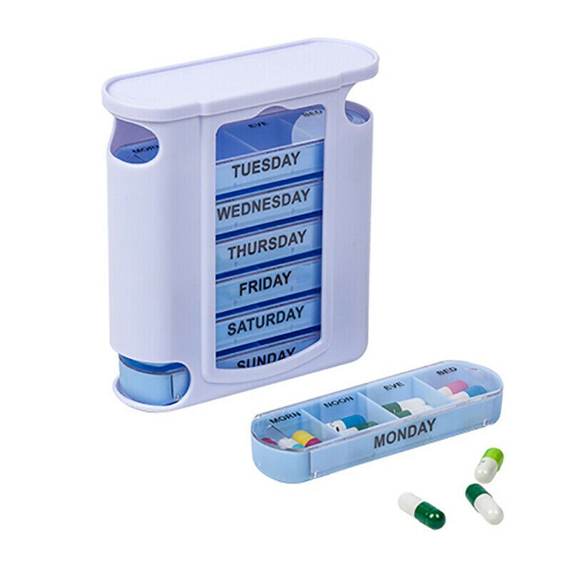 7 Days A Week /A Week 28 Compartments Portable Drawer Moisture-proof Plastic Pill Box Essential for Home Travel