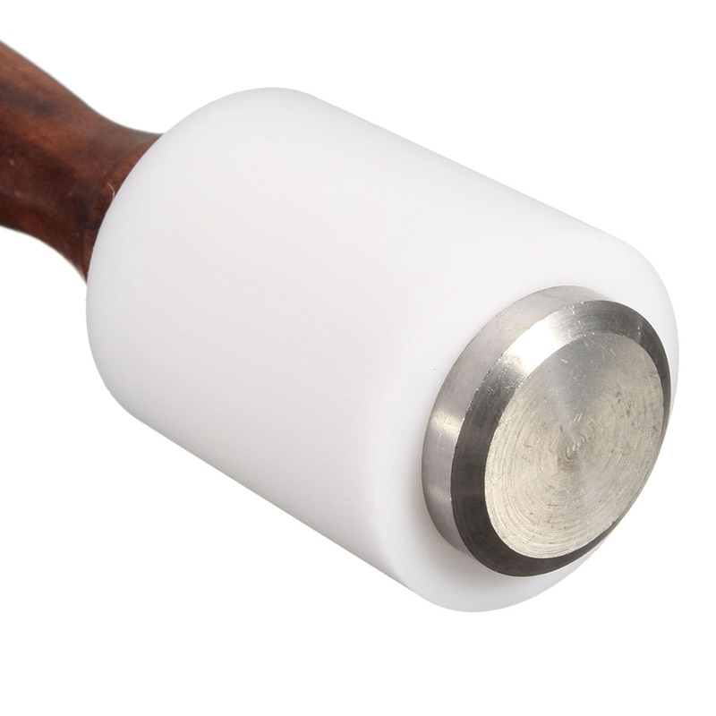 Martillo de grabado para peletería, mango de madera reforzado, herramienta de estampado de corte artesanal de cuero para herramientas de perforación artesanal hechas a mano