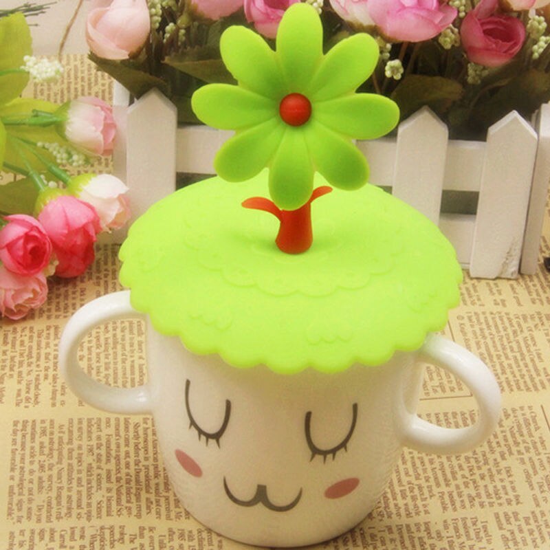 DIY Cup Cover Cute Anti-dust Silicone Cup Cover Coffee Suction Seal Lid Cap Silicone Airtight Love Spoon Novelty