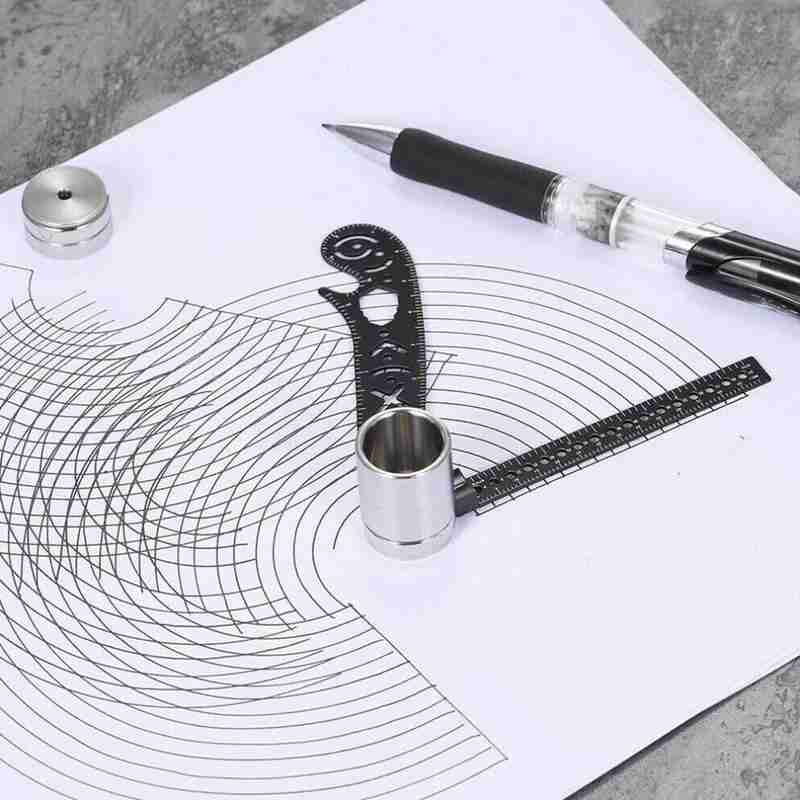 final tool mini compass protractor combo-circles ruler patterns drawing curve metal drawing drawing C6S5