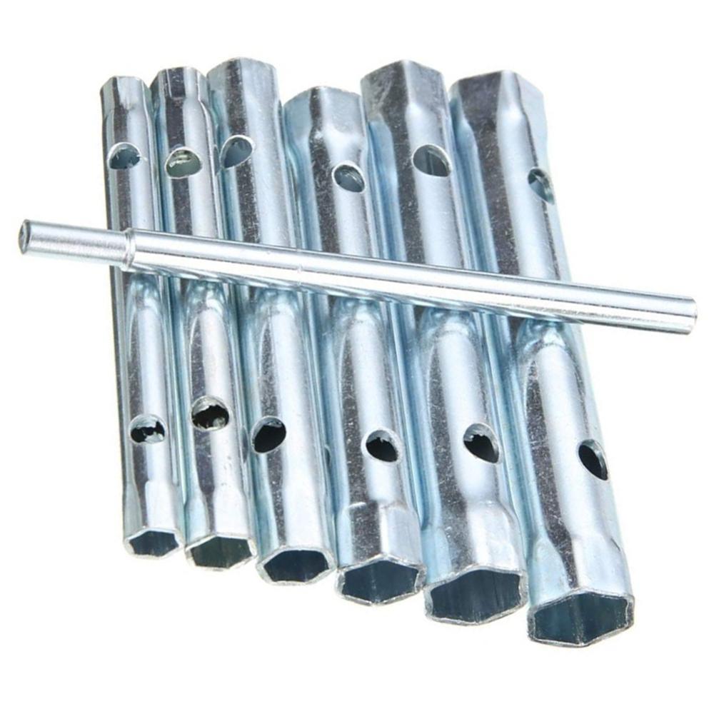 6-17mm 7PCS Tubular Wrench Tube Spanner Wrench Metric Socket Set Repair Hand Tools Spark Plug Spanner Removal Tool
