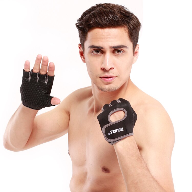 Männer &amp; Frauen Gym Halbe Finger Handschuhe Sport Fitness Übung Training Handgelenk Silikon Anti-slip Widerstand Gewichtheben Handschuhe