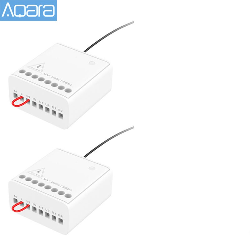 Module de contrôle bidirectionnel Aqara Original contrôleur de relais sans fil 2 canaux fonctionnent pour l'application Mijia et le kit domestique: 2Pcs