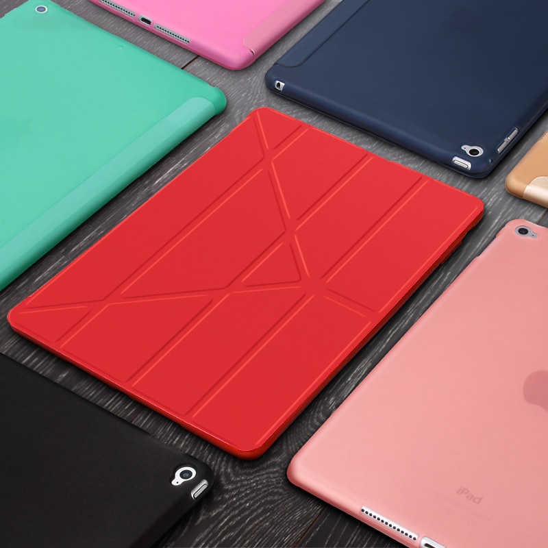 Etui na Tablet do ipada Air 2 9.7 "PU Leather Smart Sleep wake funda Trifold stojak solidna inteligentna obudowa do ipada Air 2 A1566 A1567
