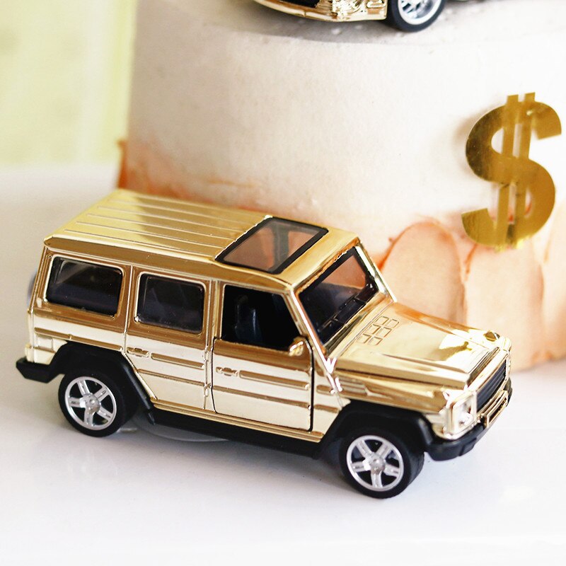 Alloy SUV Locomotive Cake Topper for Birthday Party Gold Sports Car Decor Wedding Baking Supplies Baby Shower Dessert Love