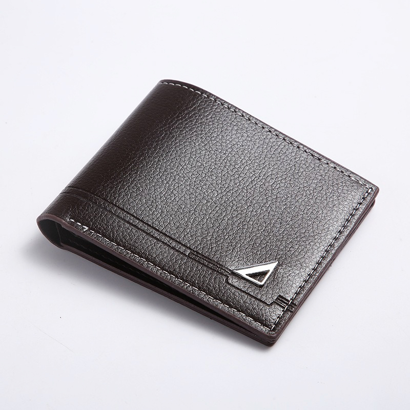 Men's Short Wallet PU Leather Thin Men Coin Pocket Korean Multi-function Leather Purse Shopping Credit ID Cards Holders: black