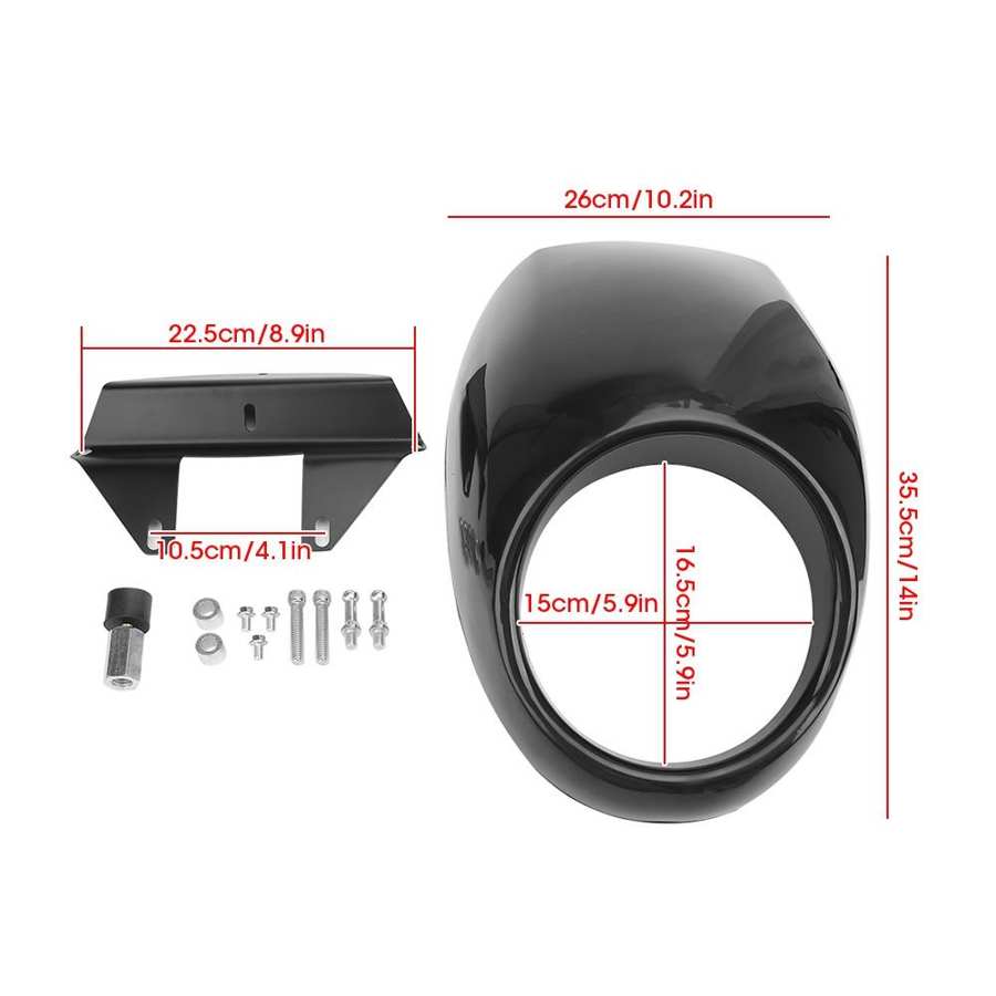 Motorcycle Parts Universal 6in Glossy Motorcycle Fairing Replacement Motorcycle Modification Accessory Headlight Fairing