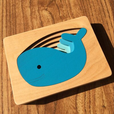 Candywood-Juguetes de madera para niños, rompecabezas 3D de animales de cartón, rompecabezas multicapa, juguetes para bebés rompecabezas, ayuda educativa temprana: Azul
