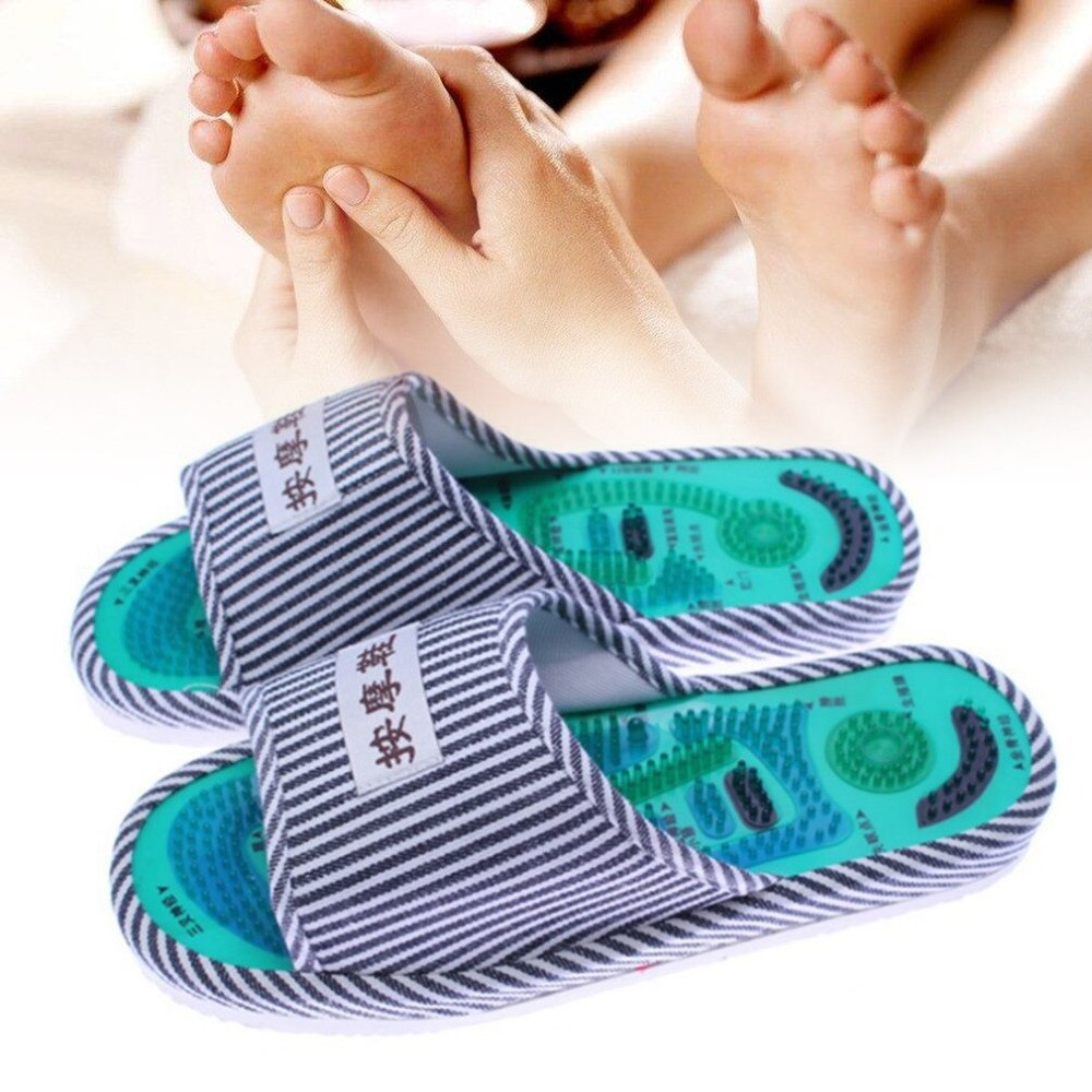 Gezonde strepenpatroon reflexologie voet acupunctuur pantoffel massage bevordert de bloedsomloop ontspanning voet goede verzorging schoenen 25cm