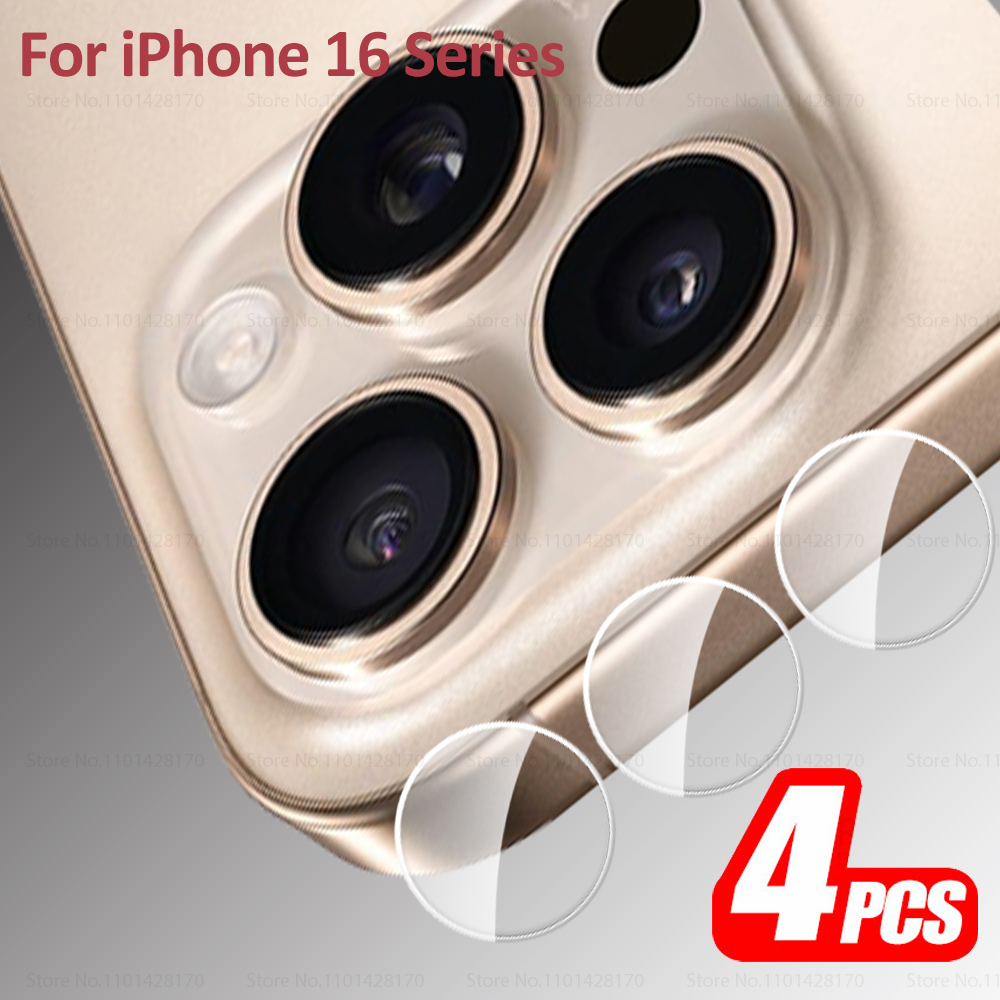 Juego de 4 películas protectoras de lente de cámara HD para Apple iPhone 16 Pro Max Protector de cámara trasera iPhone16 Plus Ifone 16Pro cristal de lente trasera