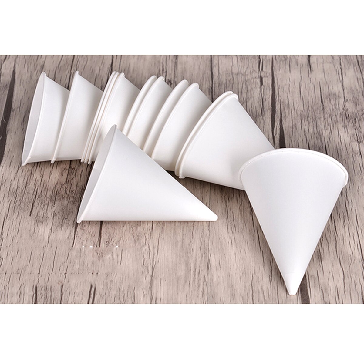 250PCS 3.7oz Disposable Cone Water Cups Paper Funnel Cups Snow Cone Cups - White