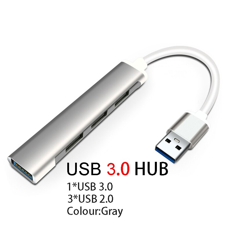 HUB USB type-c 3.0 avec répartiteur Thunderbolt 3 USB-C, adaptateur de Dock OTG pour Macbook Air M1 Pro 13 15 MI HUAWEI Matebook: USB 3.0 Hub Gray