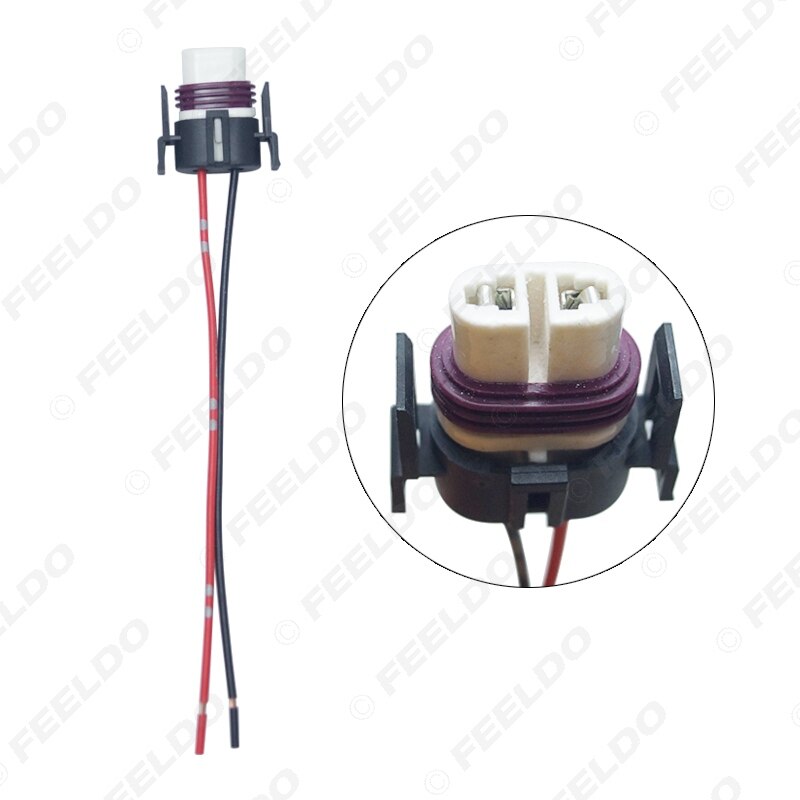 FEELDO 2Pcs Car Headlight Ceramic Socket Wire Connector For H11 H8 H9 LED HID Light Wiring Harness Plug #AM5942