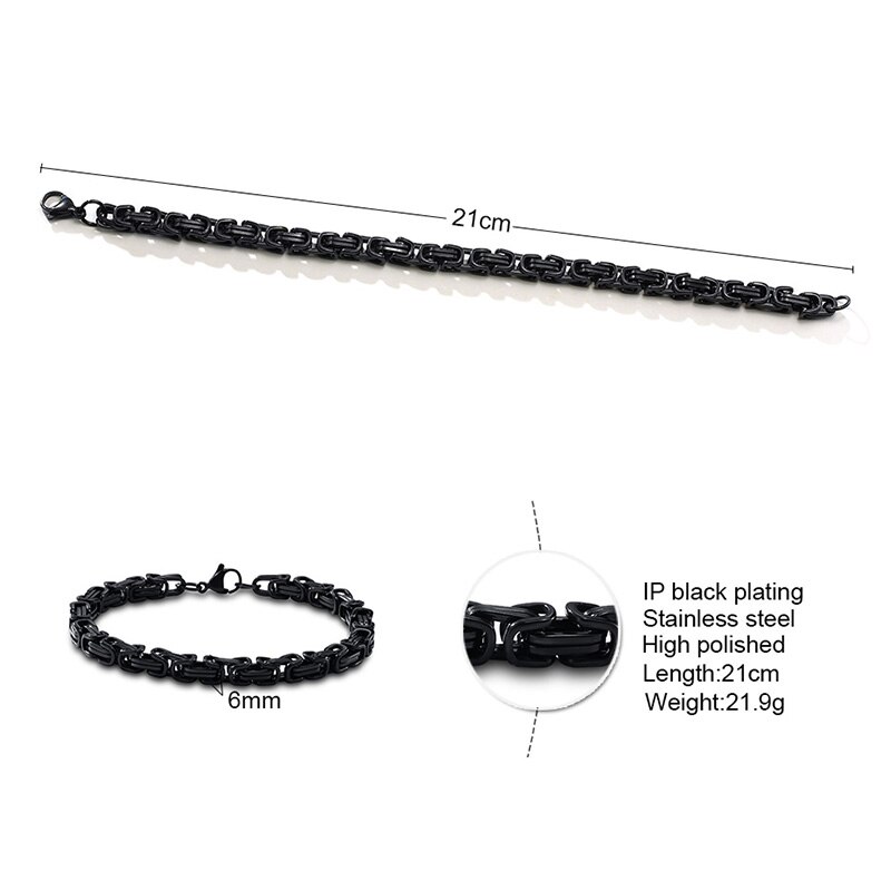 Acier inoxydable avec lien byzantin et BRACELET à chaîne pour homme