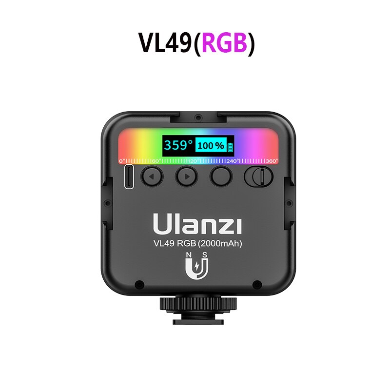 Ulanziフルカラーポケットrgb ledビデオライト2500-9000 18kとコールド靴写真照明vlog補助光一眼レフカメラ用: 5600 k