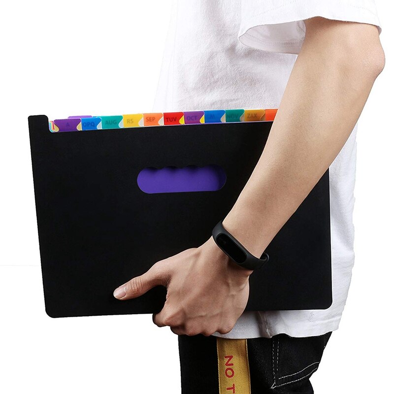 2 Pcs Folder Office Expanding File Color &amp; Rainbow Color