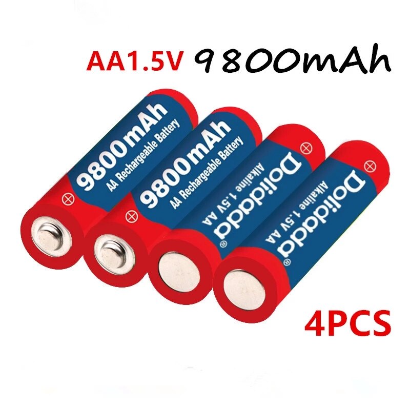 4-16Pcs Tag Aa Batterij 9800 Mah Oplaadbare Batterij Aa 1.5 V Oplaadbare Alcalinas Drummey +: Goud