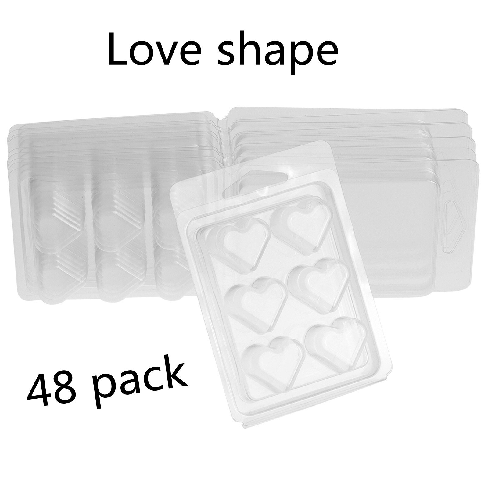 Behogar Wax Melt Molds 6-Cell Round Clear Plastic Clamshells Tray Containers for DIY Candle Handmade Soaps Making Supplies: A 48