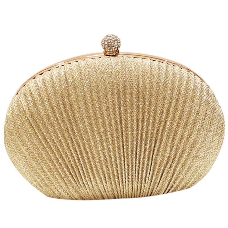 Dames diamanten avond clutch tas vrouwen bruiloft glanzende handtassen bruids geplooide portemonnee tassen ketting schoudertas: Goud