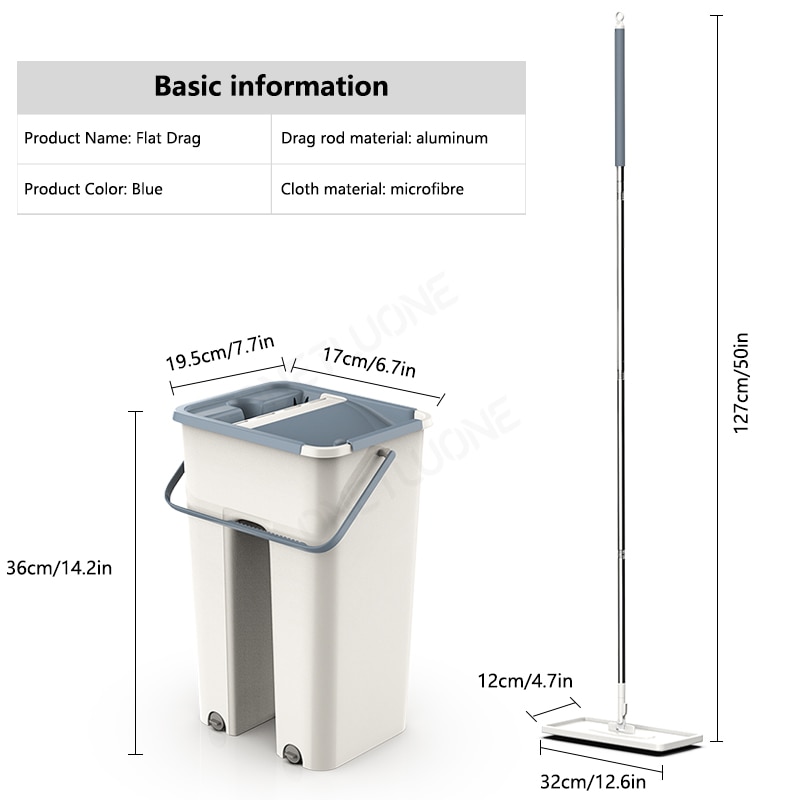 Magic Cleaning Mops,Flat Squeeze Mop Free Hand Spin Cleaning Microfiber cloth With Bucket,Home Kitchen Floor Clean Tool