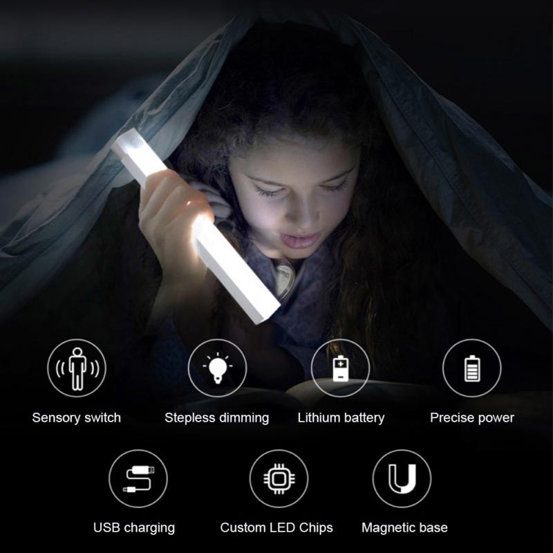 Led natlampe bevægelsessensor nødlys trådløs usb genopladelig lampe skab garderobe lampe under baggrundsbelysning til køkken
