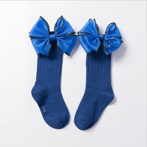 Peuter baby schattige meisjes kniekousen strik-knoop prinses katoenen sok voor 1-10y: Blauw / Ik