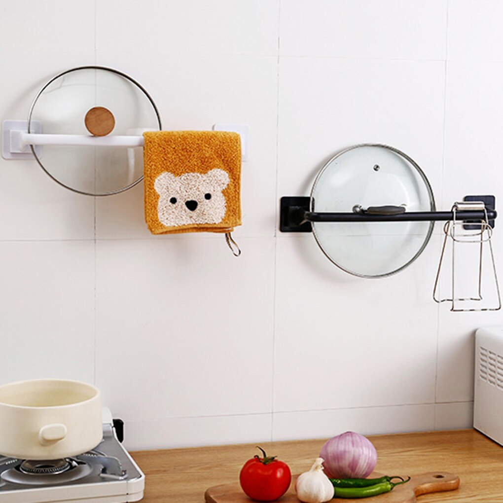 Self Adhesive Wall Mounted Bathroom Towel Bar Shelf Rack Holder Toilet Roll Paper Hanging Hanger 2 Size