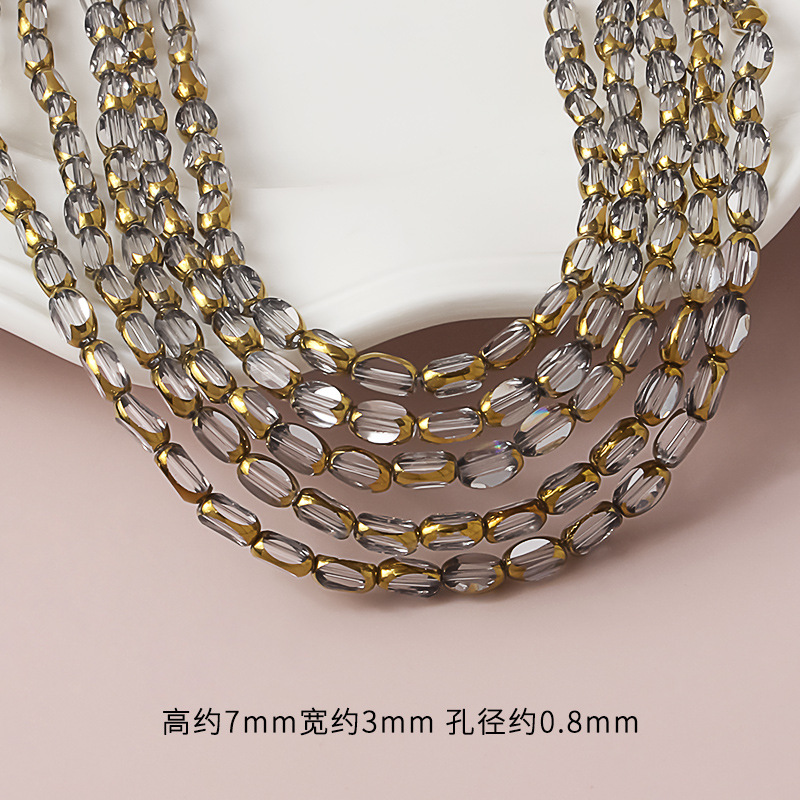 45-50 peças 3x7mm briolette contas de vidro ovais banhadas a cor dourada cristal contas espaçadoras soltas para pulseira diy acessórios de colar: YELLOW