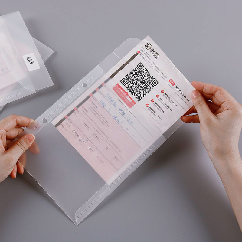 Twee-gat Bestand Houder Set A5 Transparante Map Kantoor Verdikte Bestand Zak Paperclip Opslag Geponst losbladige zak Innerlijke Pagina