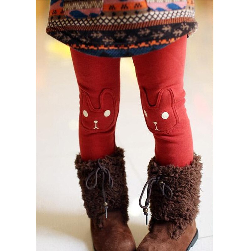 Winter Meisjes Leggings Thicken Leggins Voor Kinderen Fleece Kinderen Broek Warm 2-8 Jaar Casual Broek Kleding: Rood / 4T