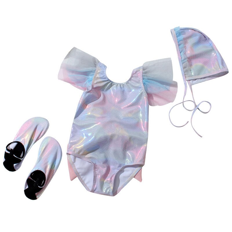 Korean Kid's Swimwear Mermaid Gradient Big Bow One-Piece Briefs Infant Small Girl Swimsuit