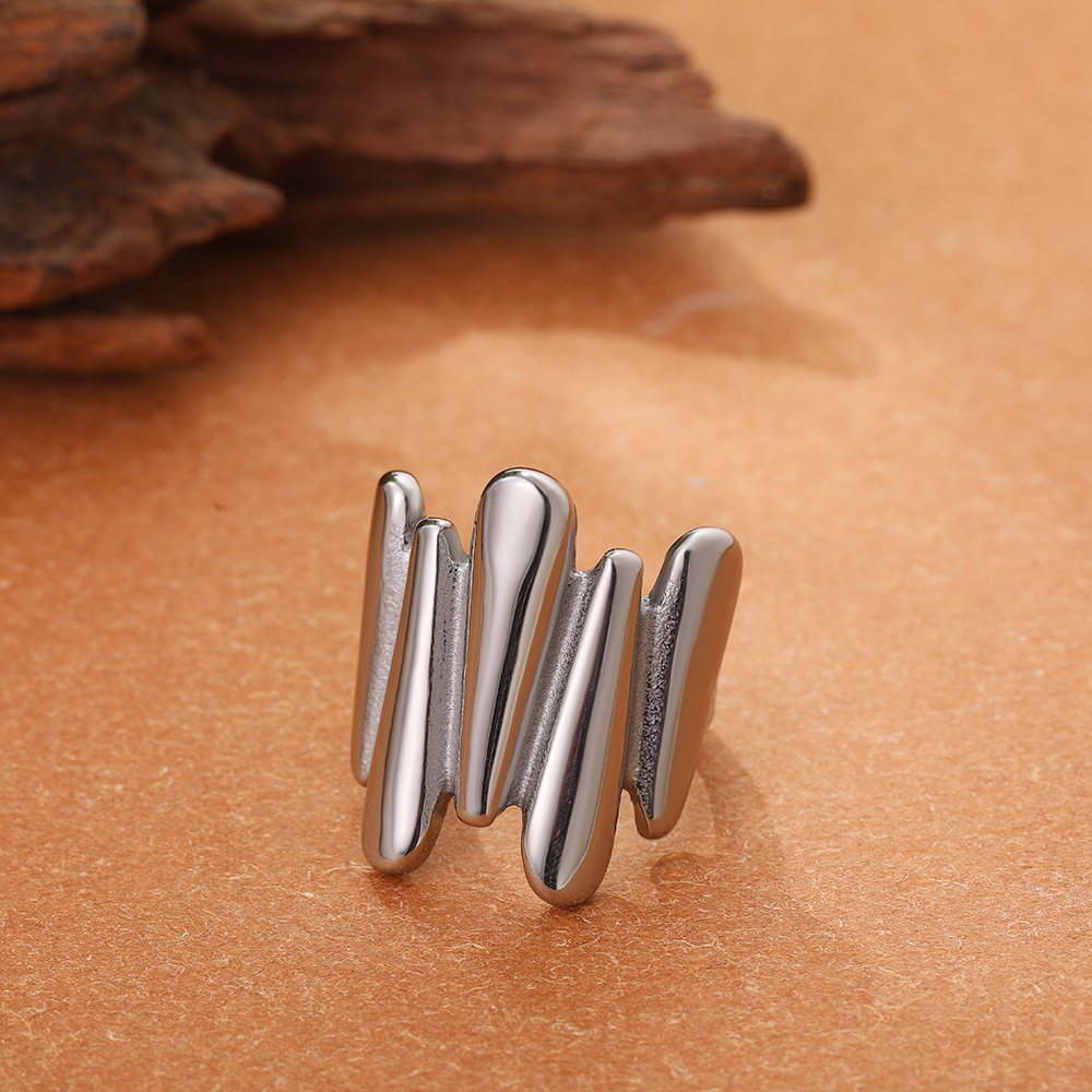 Onregelmatige geometrische gladde metalen open ringen voor dames heren Verklaring dikke koepelvingerring verstelbare roestvrijstalen sieraden