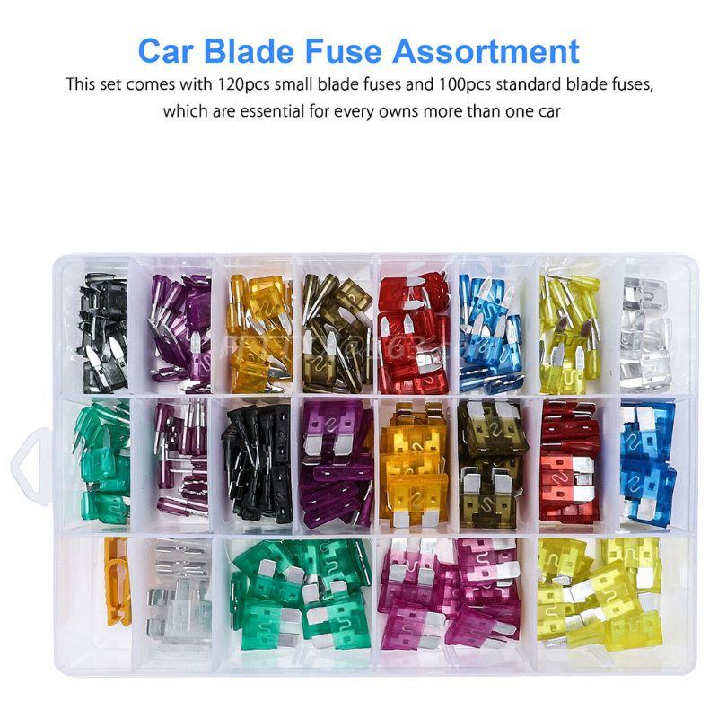 220Pcs Car Blade Fuse Assortment Kit Set Auto Automotive Medium Small Fuse Mixed Motorcycle Circuit Insurance