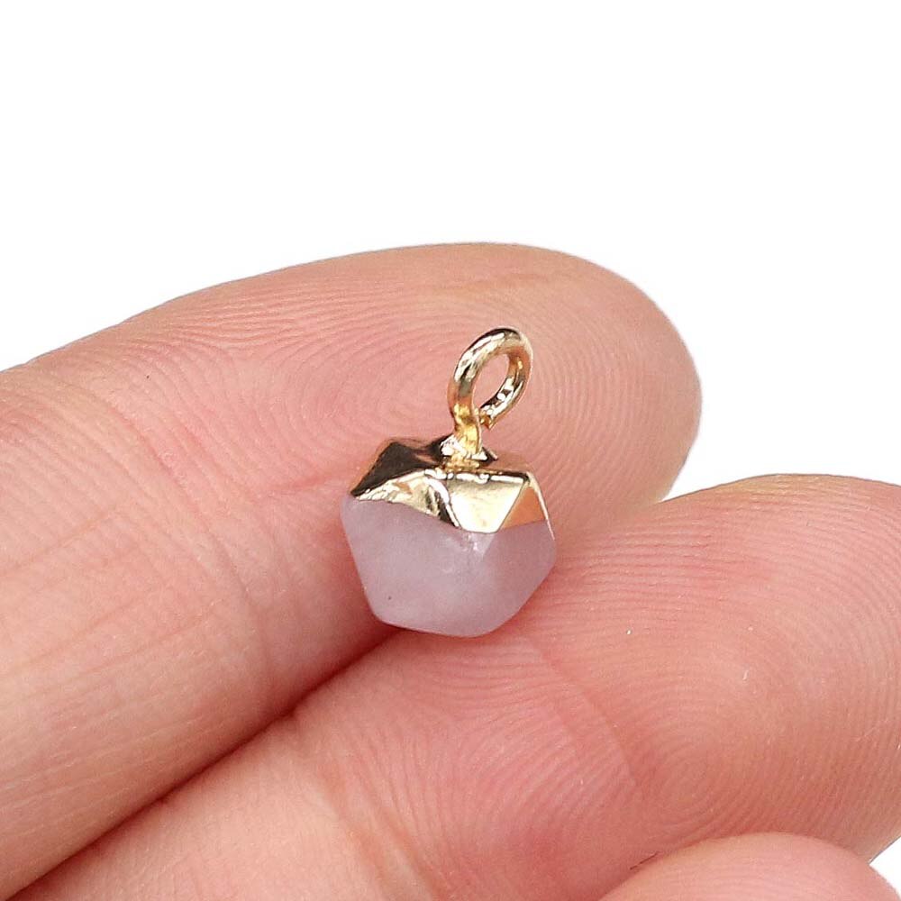 Natürliche Stein Anhänger unregelmäßige bilden Kleine facettiert Anhänger für Frauen Schmuck, sterben DIY Halskette Ohrringe 6x6mm 2Stck: Rose Quarz