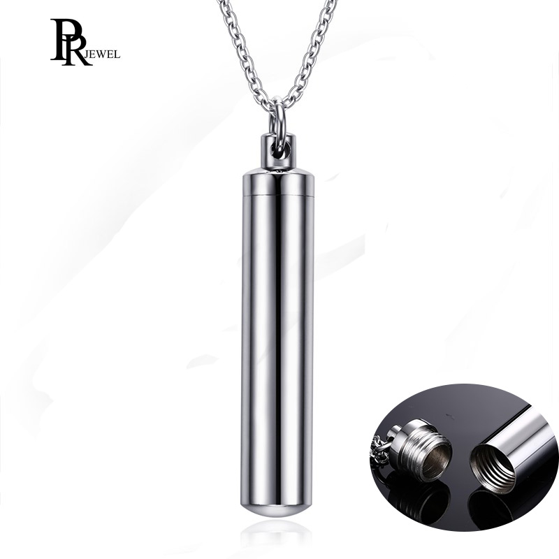 Men Woman Capsule Necklace Openable Cylindrical Pill Case Pendants Stainless Steel Remembrance Jewelry