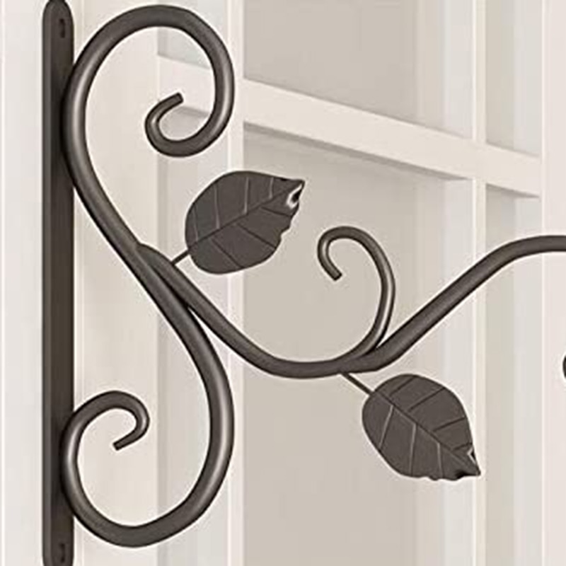 Support Mural Fer Forgé Pour Panier Suspendu - Crochet Décoratif Jardin - Porte Plantes Et Décoration