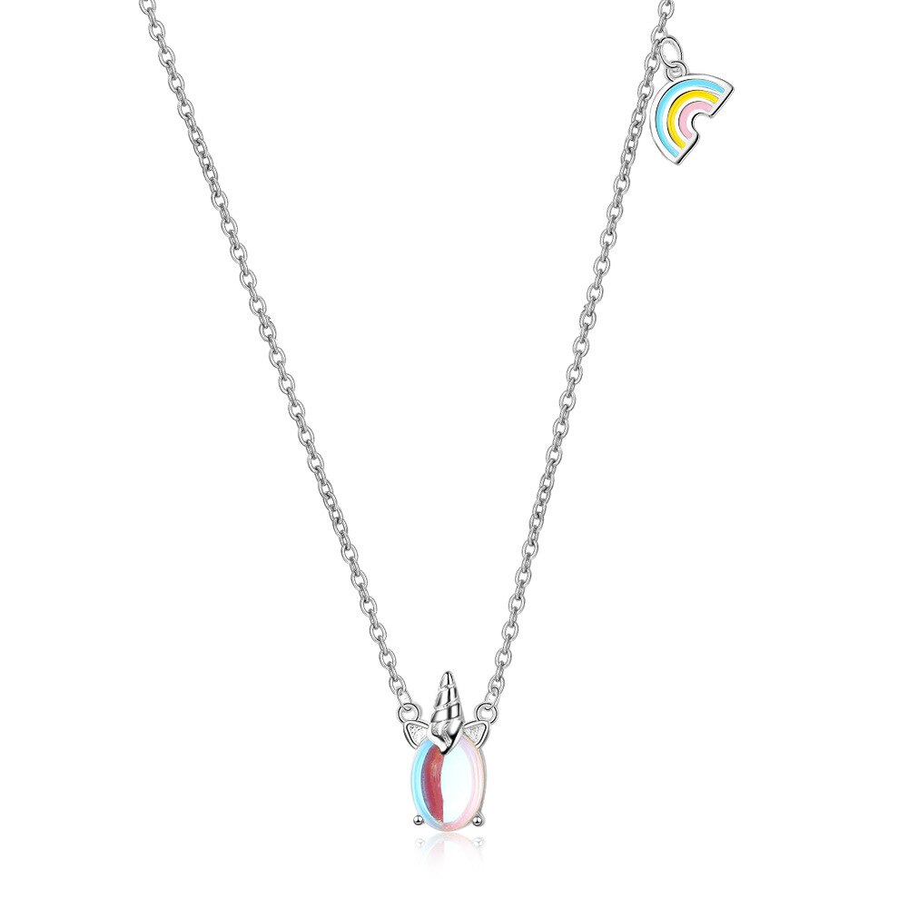 CHENGXUN Rainbow Unicorn Pendant Necklace For Women Girls Cute Jewelry Birthday for Daughter Children Christmas