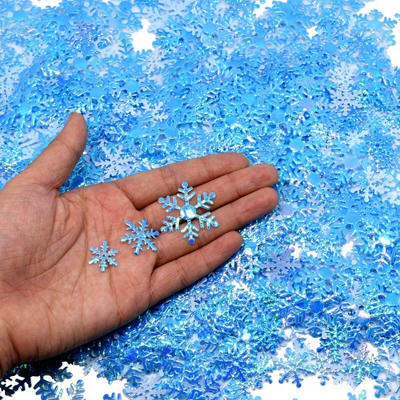 800 Stuks Herbruikbare Sneeuwvlokken Confetti Voor Kerst Bruiloft Verjaardag Party Decoraties Levert, Blauw