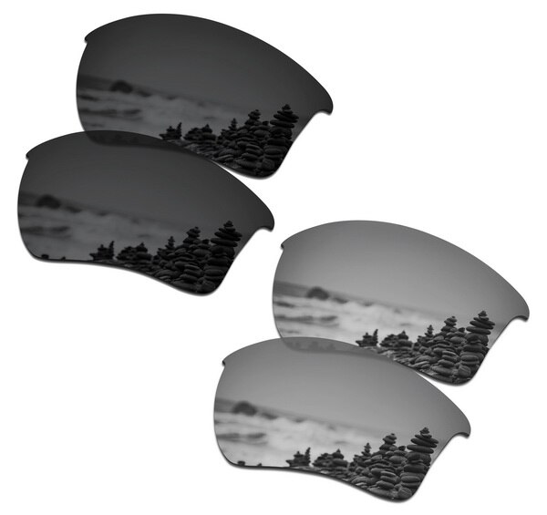 SmartVLT 2 Pairs Gepolariseerde Zonnebril Vervanging Lenzen voor Oakley Half Jacket 2.0 XL Stealth Zwart en Zilver Titanium: Default Title
