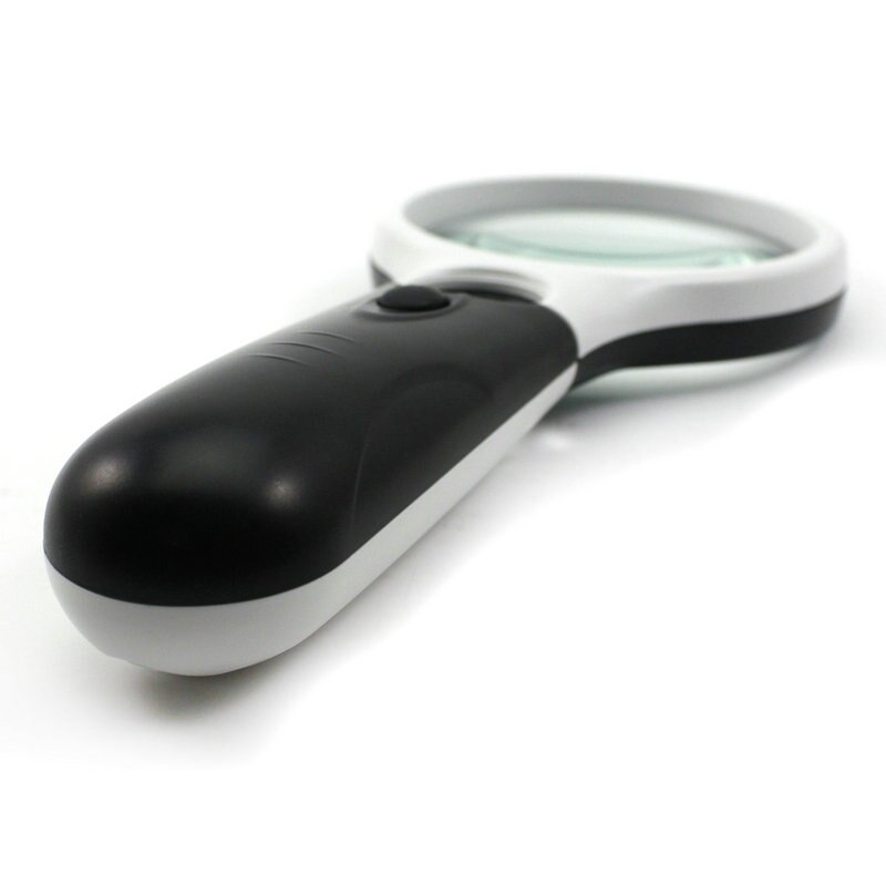 Handheld Magnifier Glass Lens With LED Light 45X Magnification Reading Fine Work