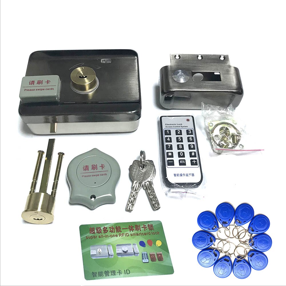Electric lock motor lock support 125KHz RFID card mechanical keys to open the door for access control home security: Kit 2
