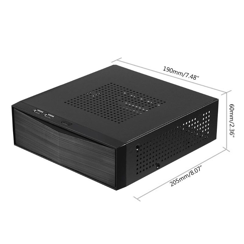 FH05 Host Mini ITX Office Home Computer Case USB2.0 with Radiator Hole HTPC Power Supply Horizontal Metal Desktop Chassis