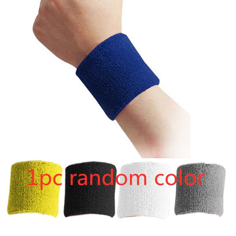 Unisex Cotton Wristbands Sport Sweat Band Hand Band Sweat Wrist Support Brace Wraps Guards Gym Volleyball Basketball TSLM1: Random color