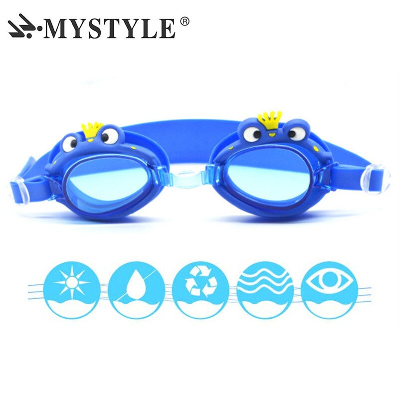 Mystyle Zwembril Kids Cartoon Kikker Hd Waterdicht Anti-Fog Kinderen Zwembril 4 Kleur Swim Bril Voor Jongens meisjes