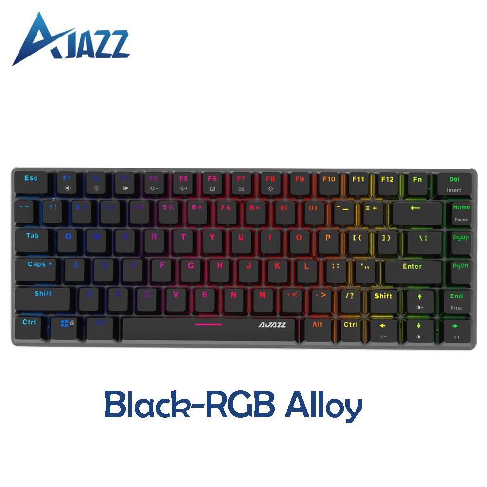 Ajazz AK33 Mechanische Spielen Tastatur Schwarz/Blau Schalter 82 Schlüssel Verdrahtet Tastatur für PC Spiele Ergonomische Kühl LED hinterleuchtet: Schwarz - RGB Legierung / Blau Schalter