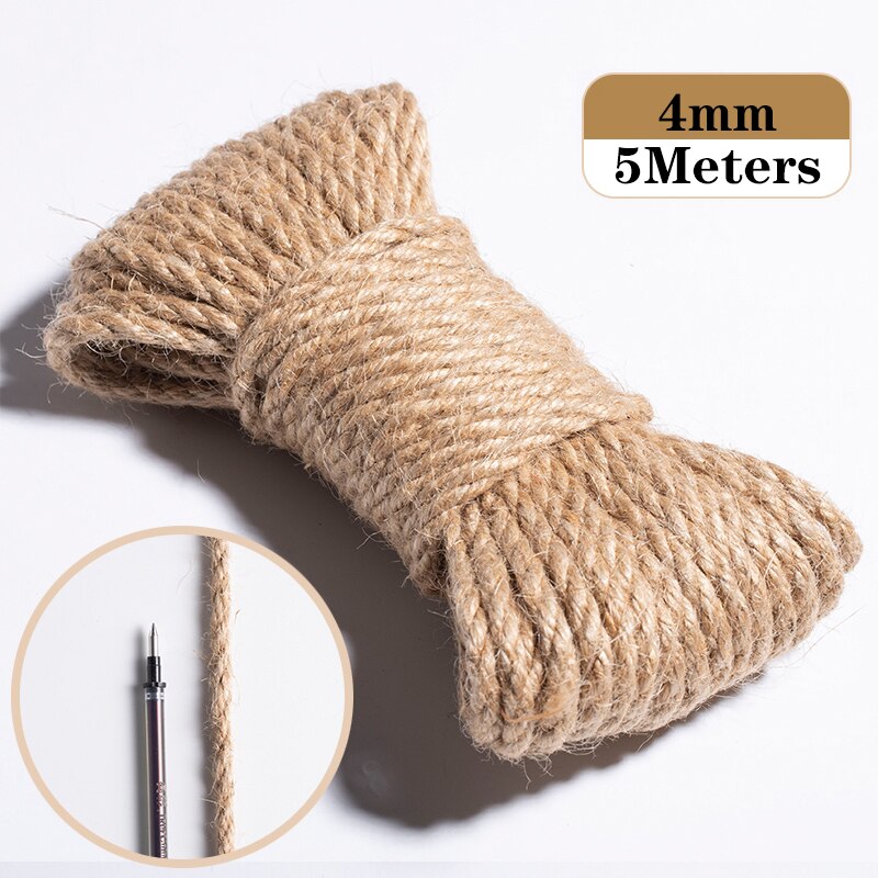 Cotton Macrame Cord Rope Twine 1/2/3/4/5/6/8/10mm DIY Macrame Rope Ribbon Crafts Twisted String Braided Handwork Home Decoration: Jute 4mm 5Meters