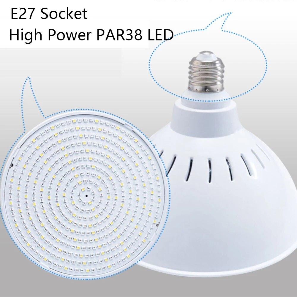 120V 45W PAR38 468LED Swimming Pool Light E27 Bulb RGBW Color Changing Underwater Spotlight Remote Controlled Pond lights