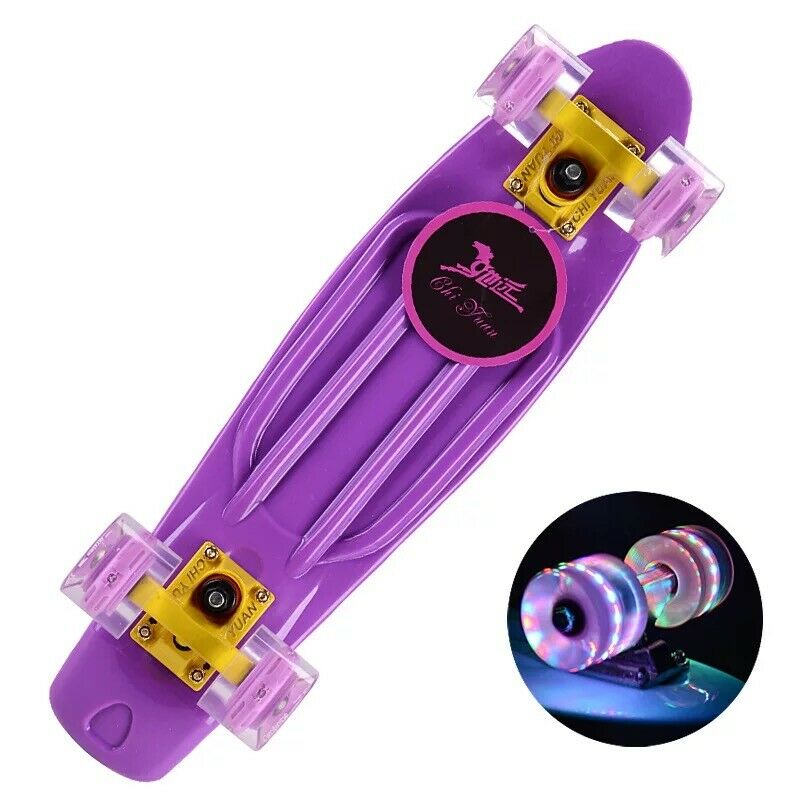 Macarons Kleur Flash Wiel Penny Board Compleet Klaar Om Rit Gloeiende Cruiser Skateboard Mode Single Tilt Mini Vis Boards: G(blue trucks)
